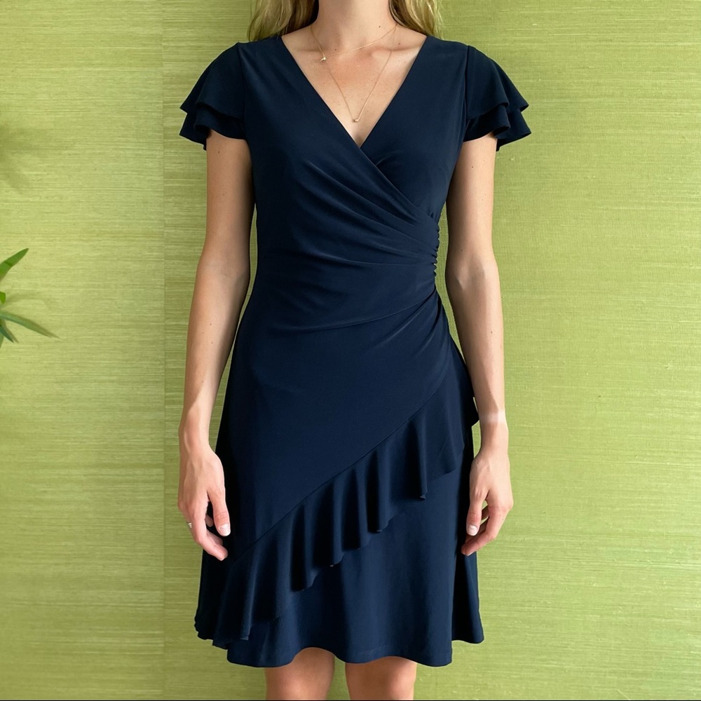 Ralph Lauren | Ruffle-Trim Jersey Dress in Navy